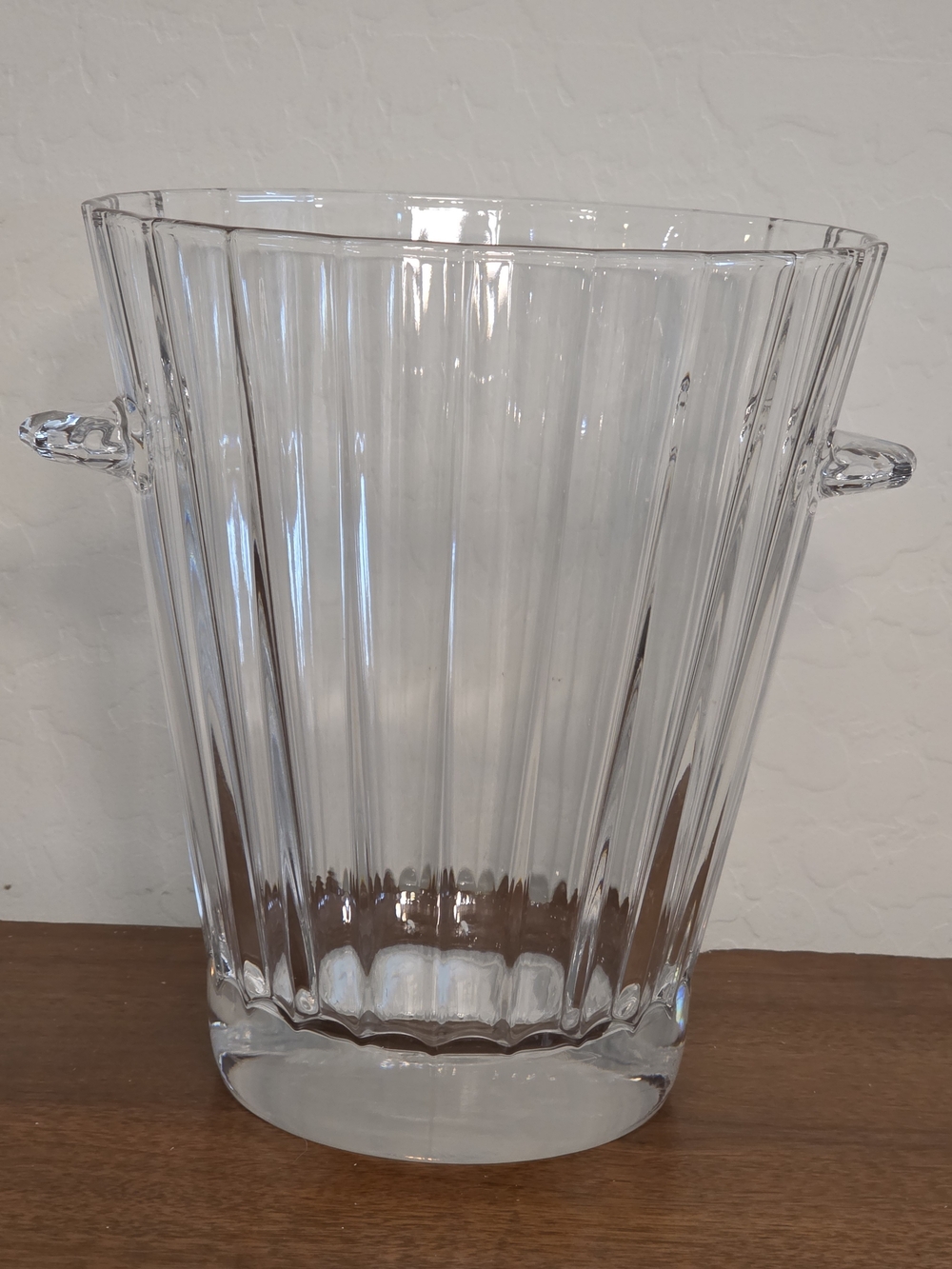 Paloma Picasso Clear Ribbed Glass Ice Bucket with Side Handles
